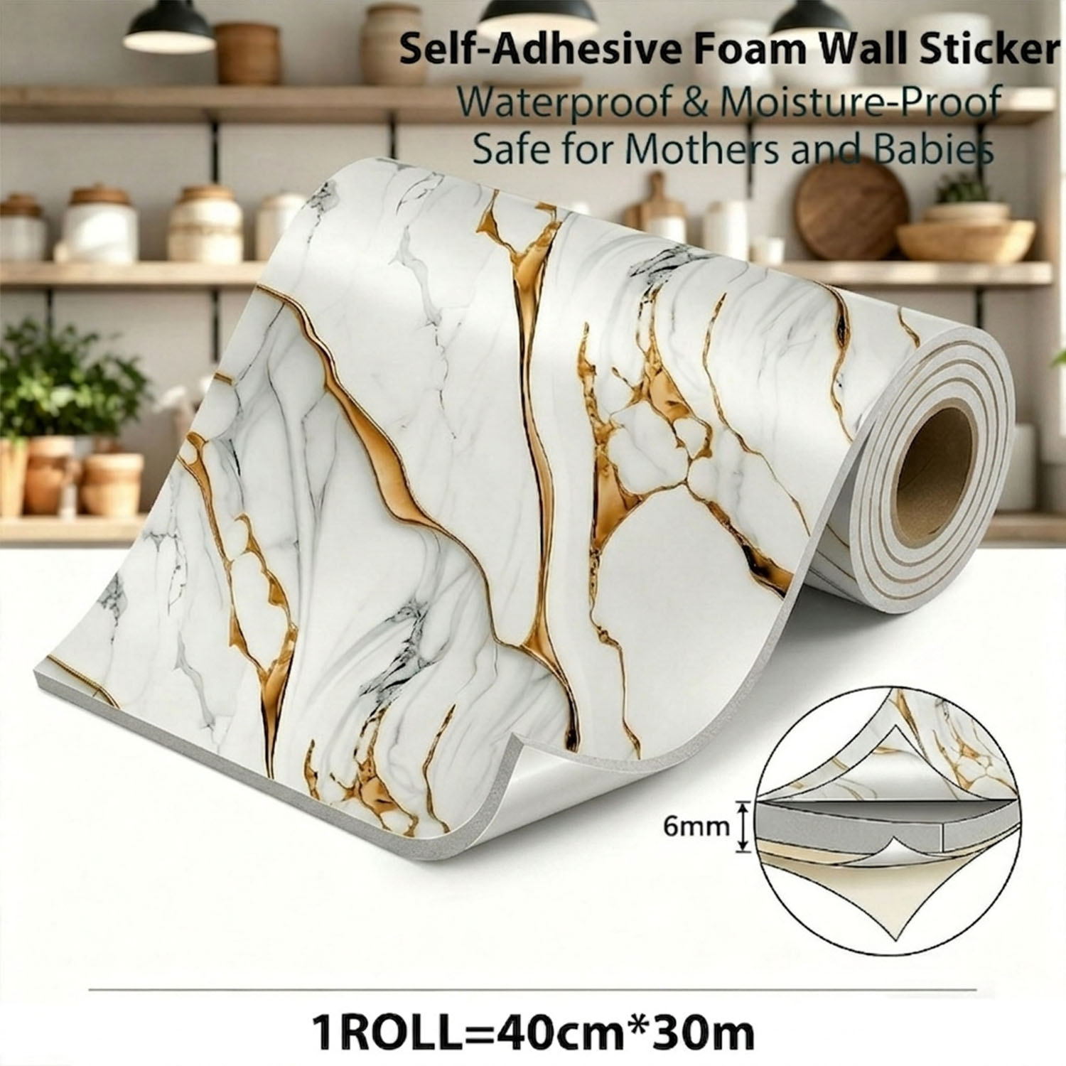 Luxury Lifestyle Wallpaper - 1 Roll Waterproof Self-Adhesive Peel &
